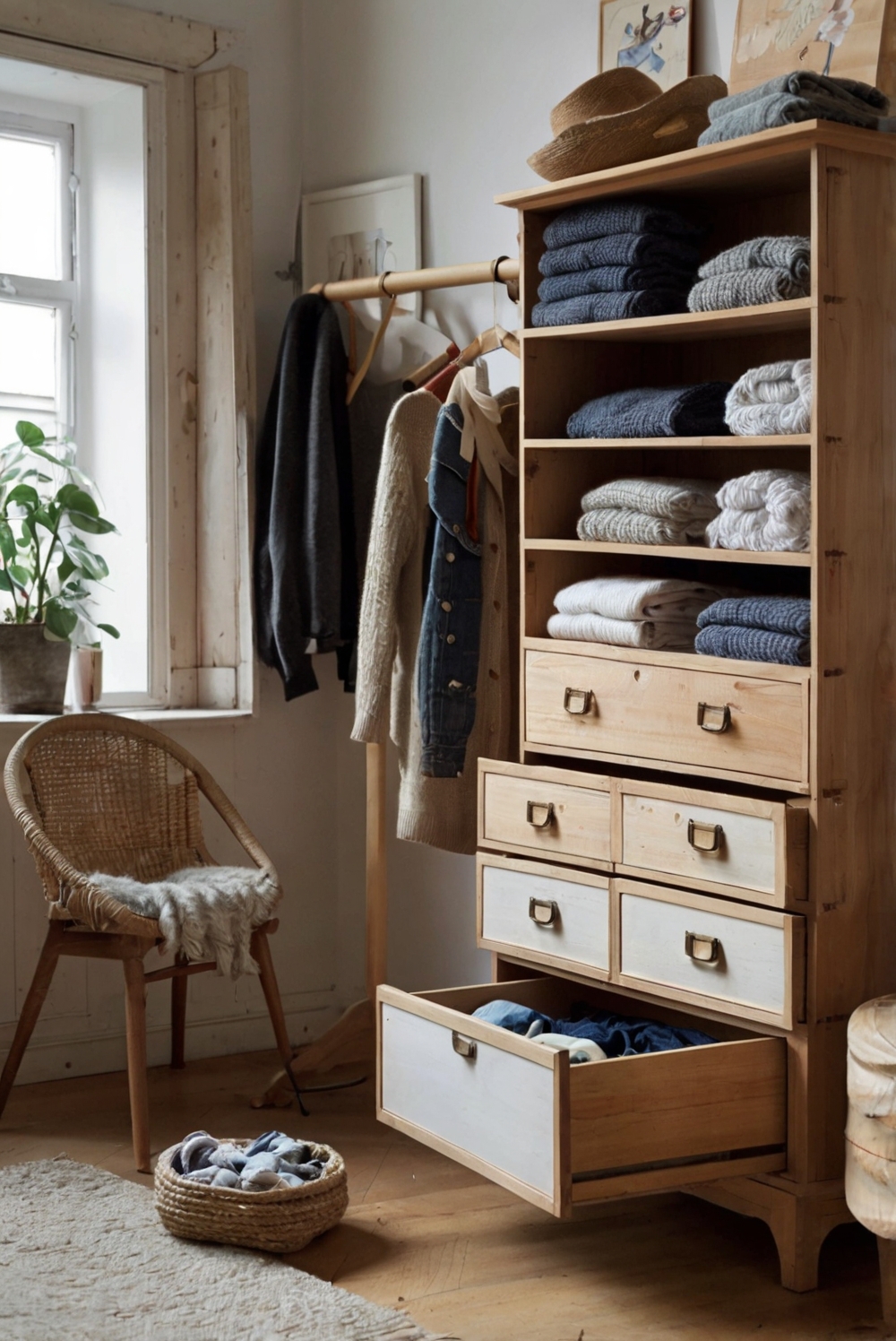 How to effectively utilize a dresser or chest of drawers for clothing storage?