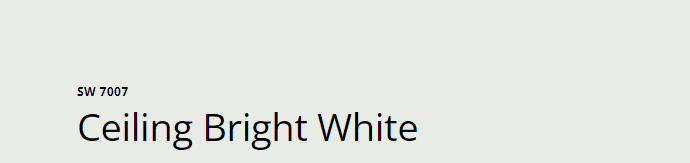 Sherwin-Williams Ceiling Bright White (SW 7007)
A crisp, clean white specifically designed for ceilings, offering a bright, airy finish that enhances natural light and creates a fresh, spacious feel in any room.