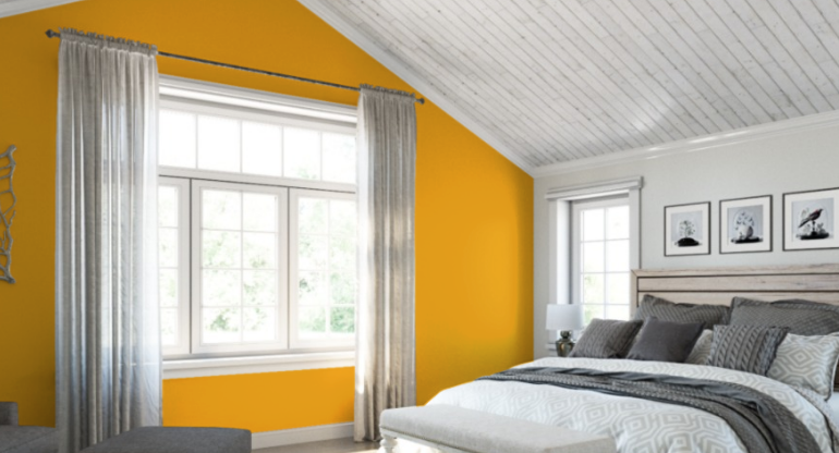 Sherwin-Williams Cheerful (SW 6904)
Bright, vibrant yellow that complements Buttercup Yellow with an uplifting, sunny vibe perfect for kitchens.