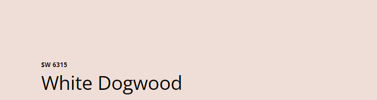 Sherwin Williams White Dogwood (SW 6315)
A soft, peachy pink with warm undertones, creating a fresh, uplifting atmosphere.