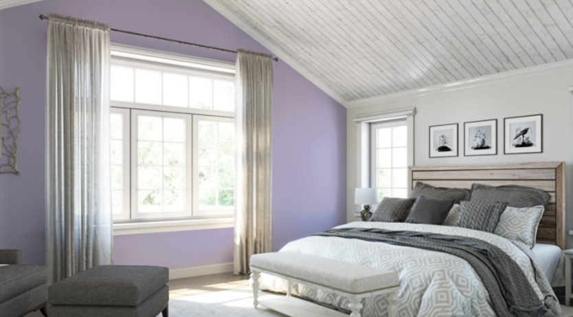 Sherwin Williams Wisteria (SW 6822)
A light, airy purple with subtle gray undertones, perfect for a serene, calming environment.