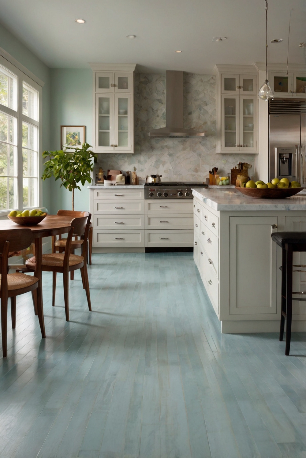 Are there eco-friendly flooring options for a sustainable kitchen?