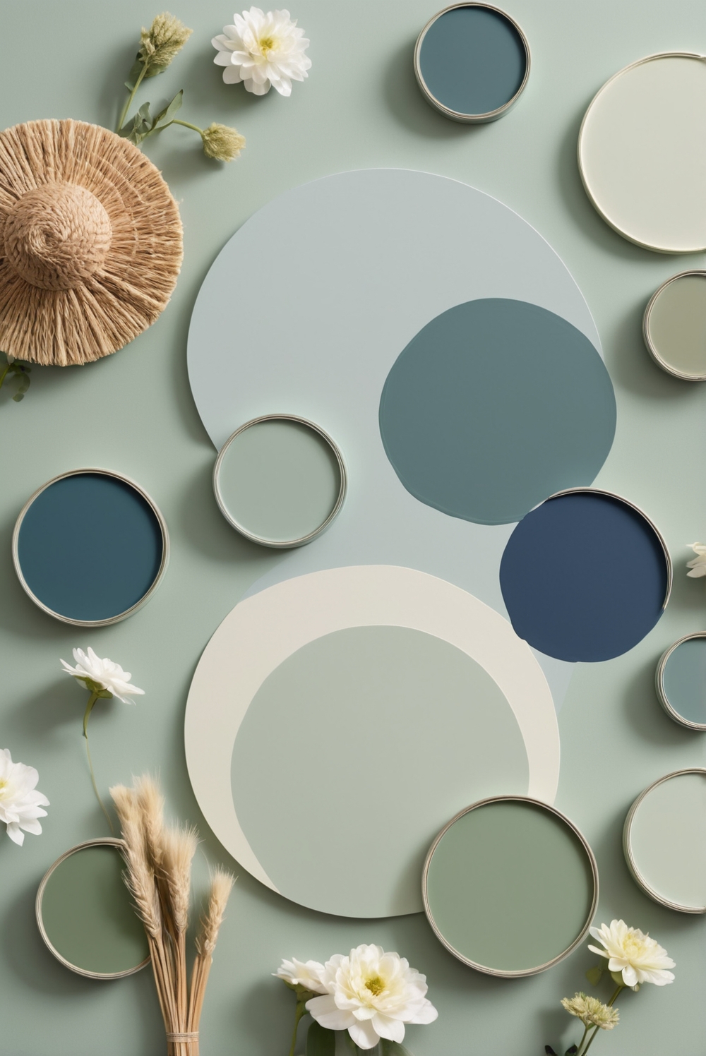 Best 5 Palettes SW colors with Navy Blue, Sage Green for your Living Room