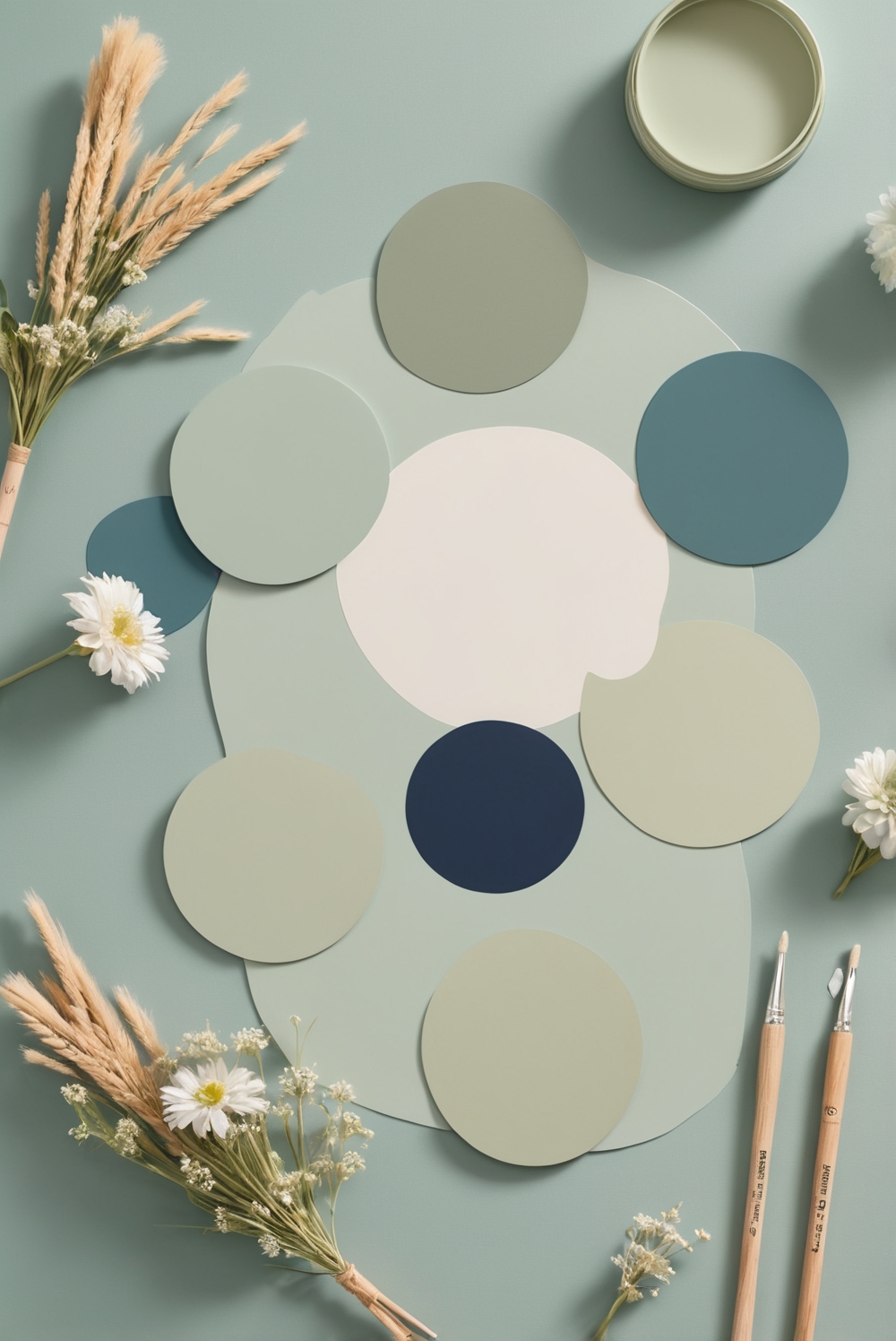 Best 5 Palettes SW colors with Navy Blue and Sage Green for your LivingRoom