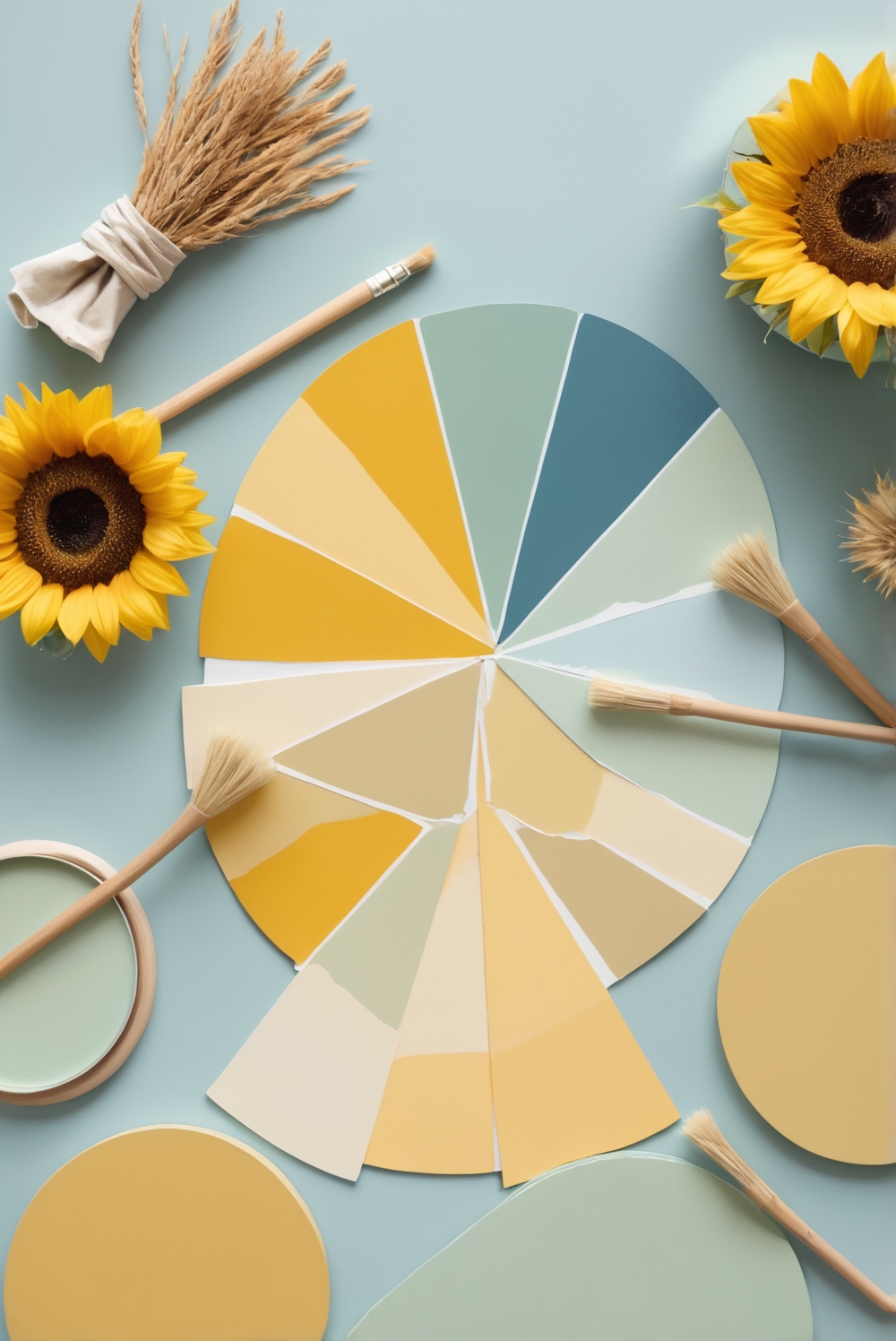 Best 5 Palettes SW colors with Sky, Mustard, Sunflower Fields for your Kitchen