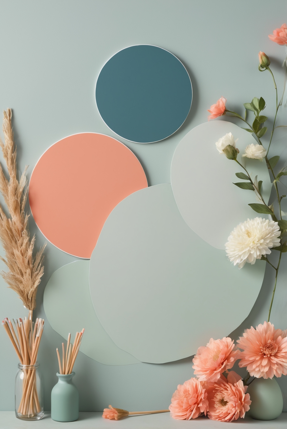 Best 5 Palettes SW colors with Slate and Coral for your LivingRoom