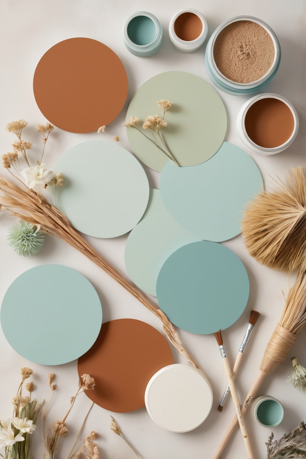 Best 5 Palettes SW colors with Turquoise and Rust for your LivingRoom