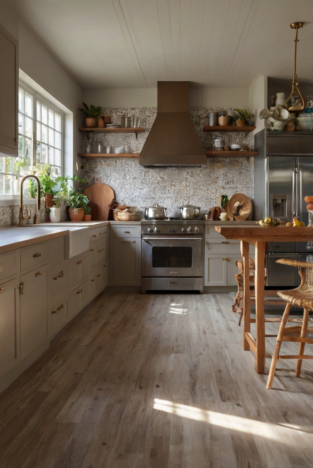 How do I balance trendy and timeless flooring styles for my kitchen?