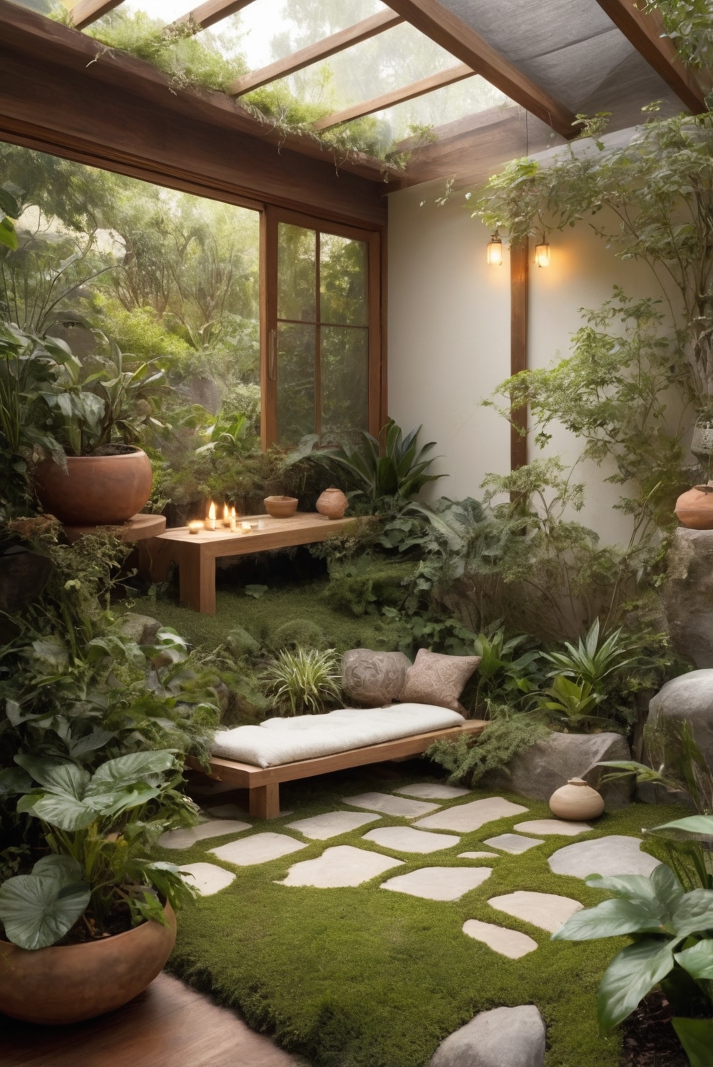 serene garden design,zen garden landscaping,peaceful interior space,meditative home decor,tranquil living space,calming garden retreat,serenity room design