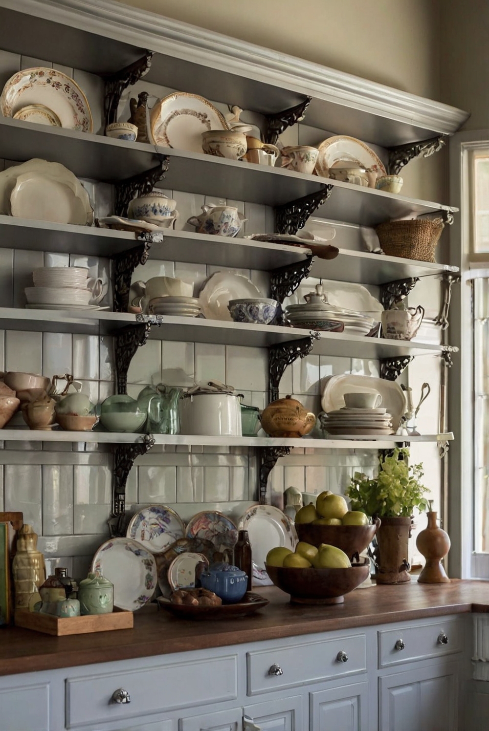 How to utilize open shelving for decorative display and storage?