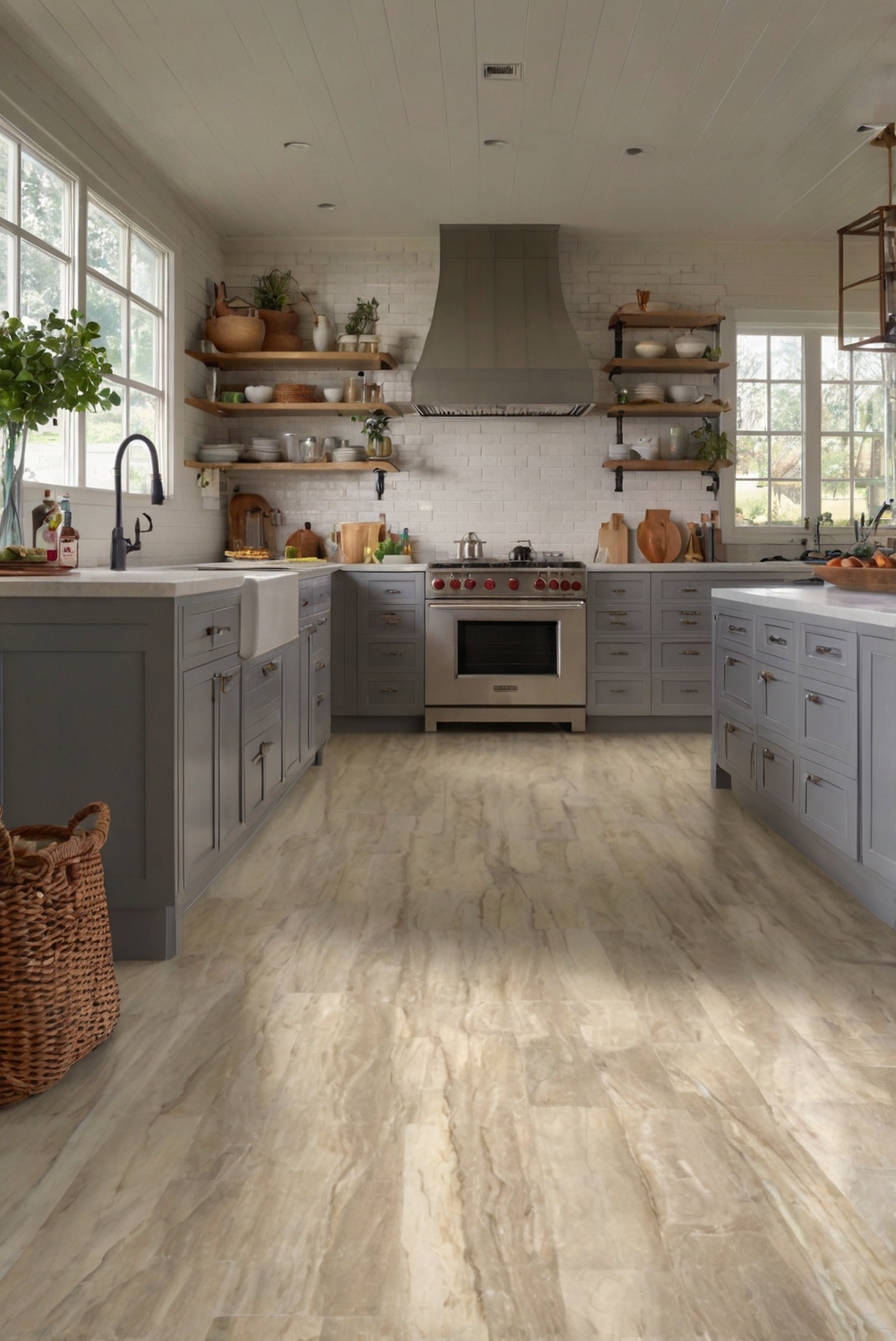 What flooring materials are impact-resistant for a durable kitchen floor?