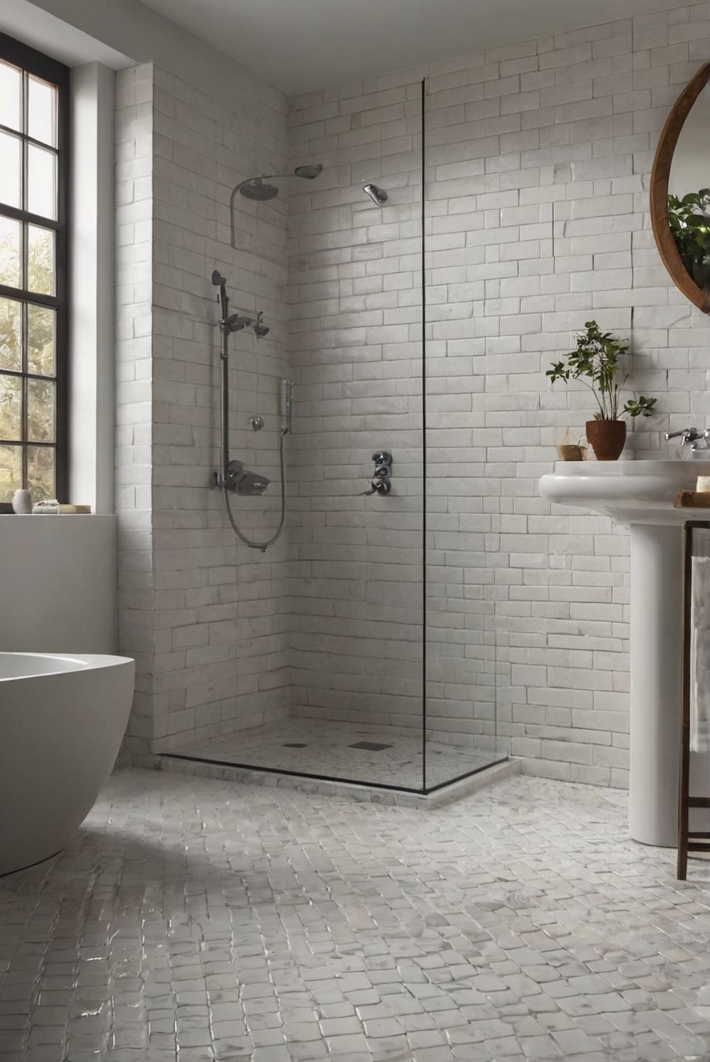 What should I consider when selecting floor tiles for my bathroom?