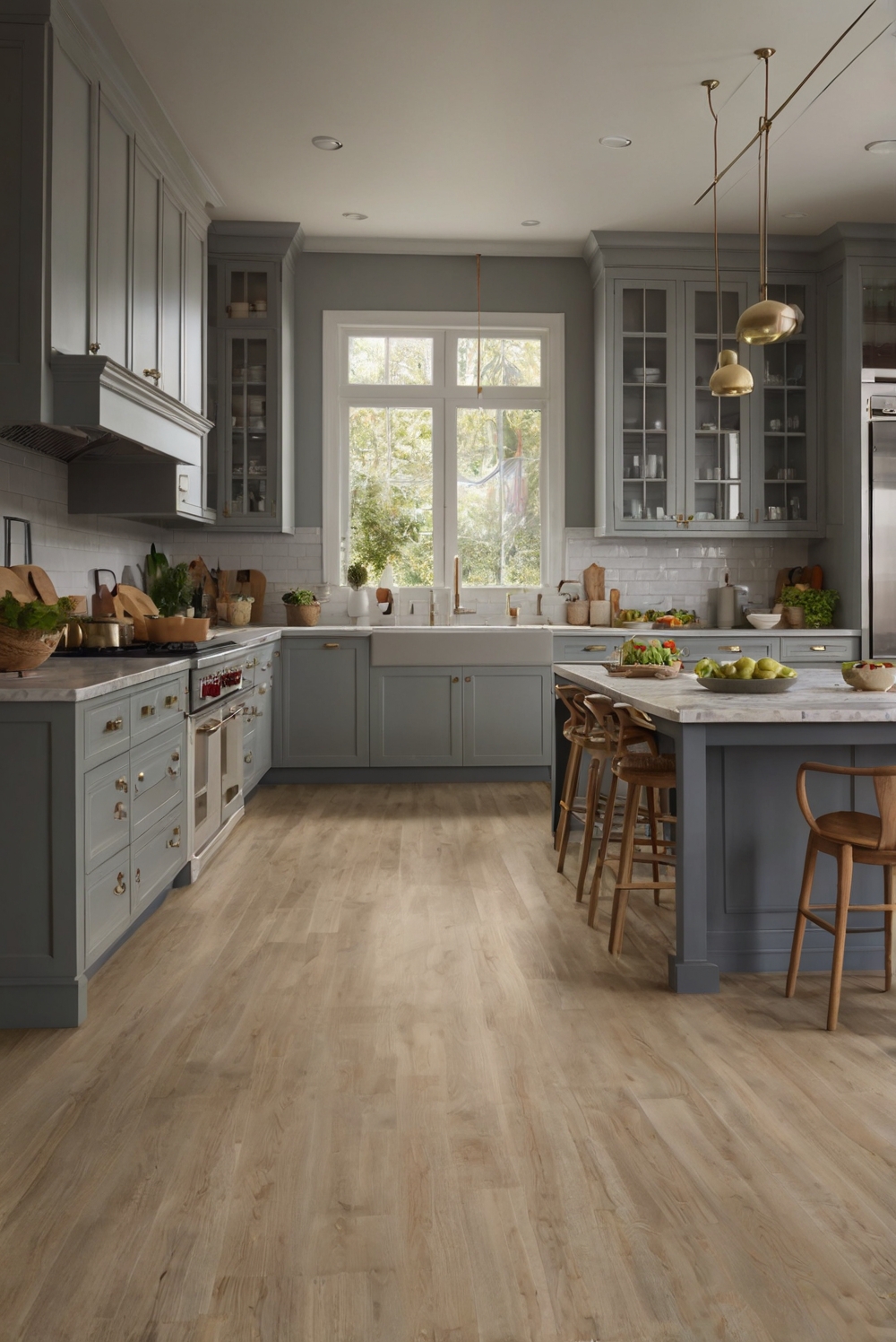 Which flooring materials absorb sound for a quieter kitchen?