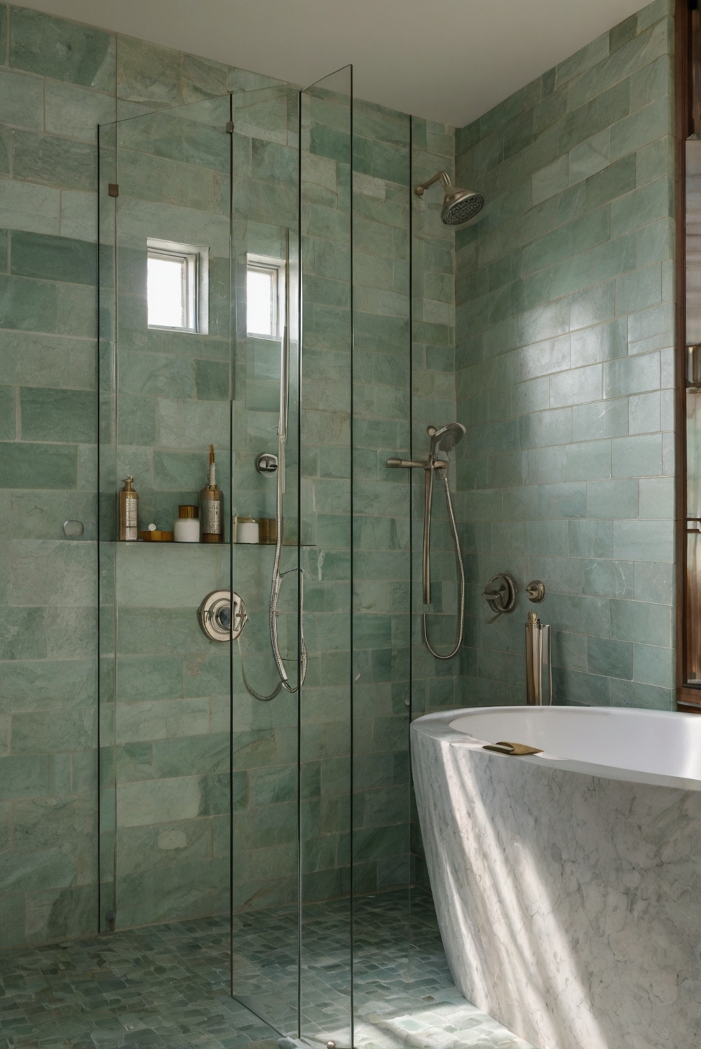 Why is sealing natural stone tiles important in a bathroom?