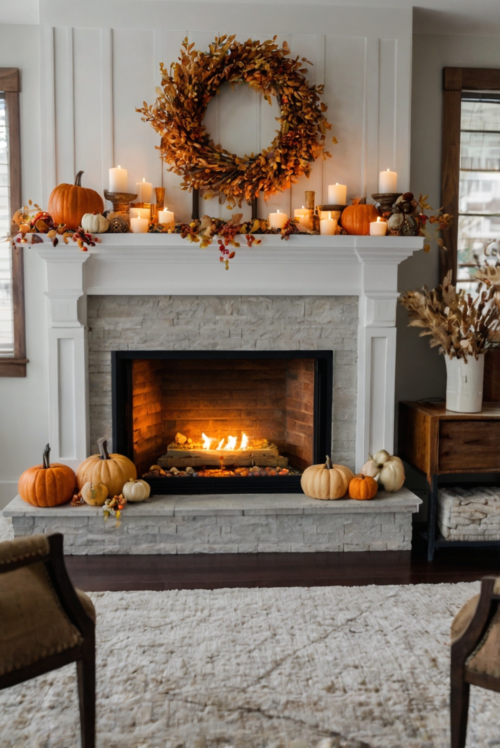 Fall mantel decor, Fall fireplace mantel, Autumn mantel ideas, Cozy fall mantel, Rustic fall mantel