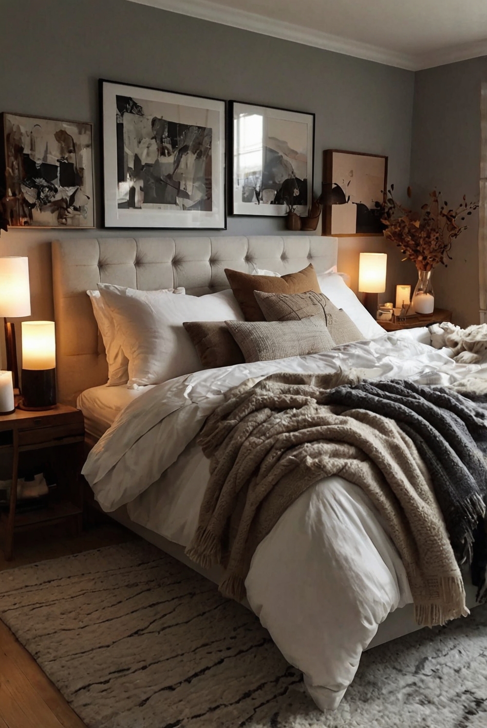 Fall bedroom decor, Cozy bedding ideas, Warm bedroom colors, Fall bedroom accessories, Comfortable bedroom furniture