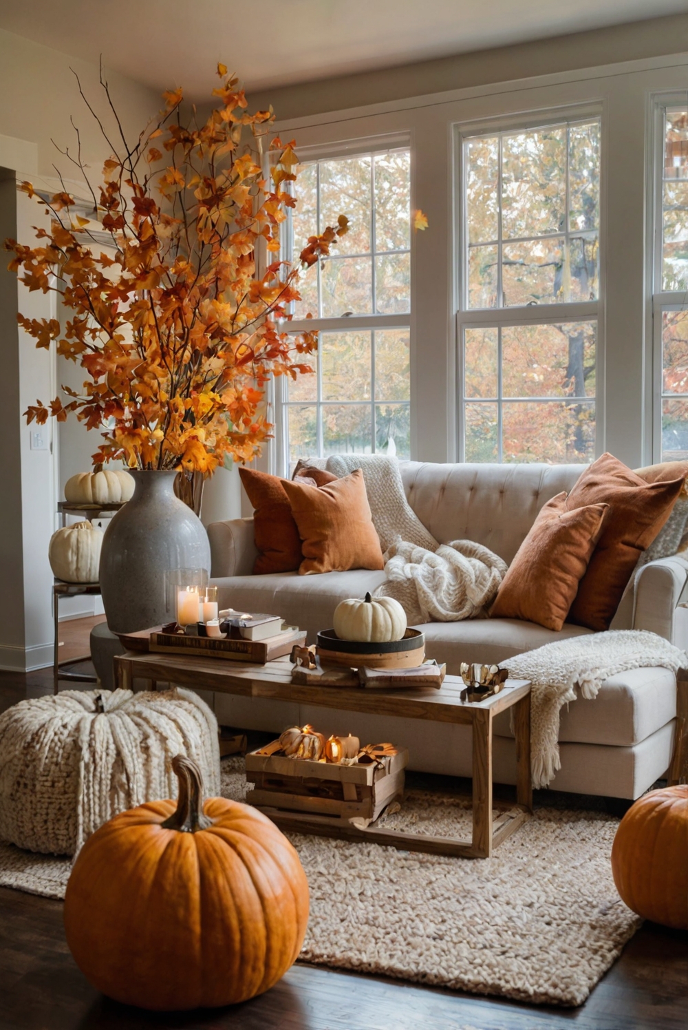 living room decor ideas, fall decor trends, interior design inspiration, cozy home decor, autumn living room aesthetic