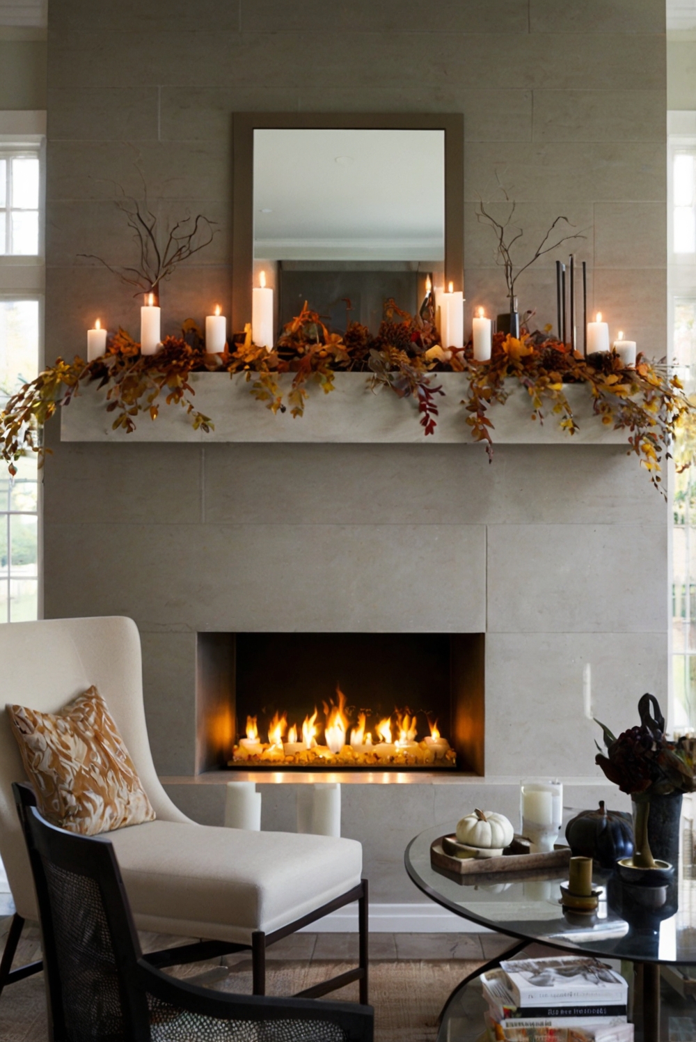 Fall fireplace decor, Fall mantle decorations, Autumn fireplace design, Fireplace mantel decorating, Cozy fireplace ideas