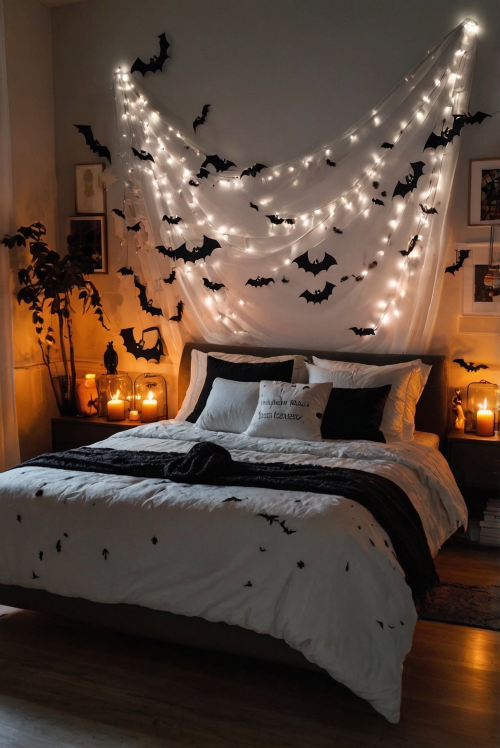 Halloween bedroom decor, Spooky bedroom decorations, Creepy room makeover, Haunted house bedroom, Eerie bedroom design