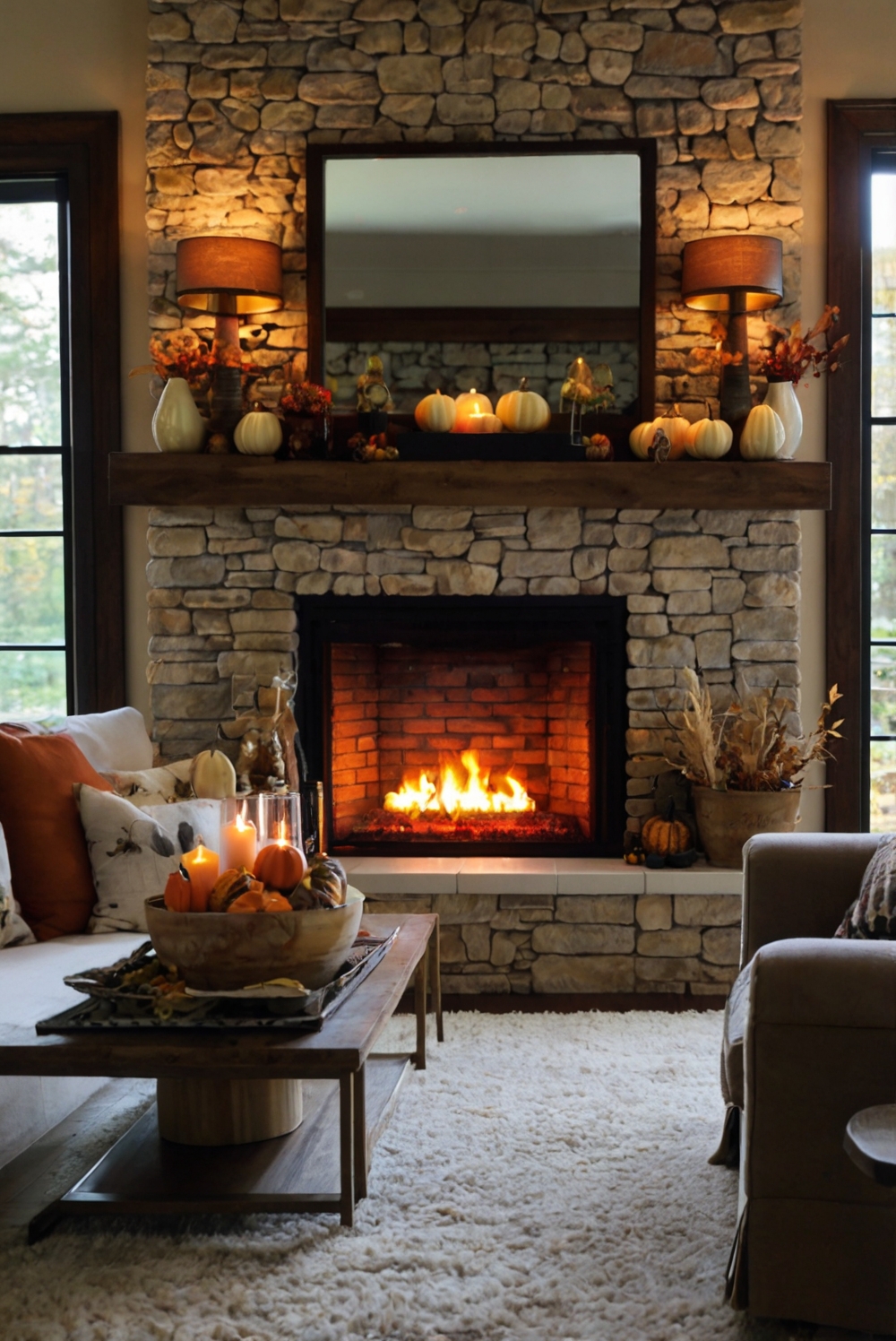 mantel decorations, fireplace decor, autumn home decor, seasonal mantels, cozy fireplace styling