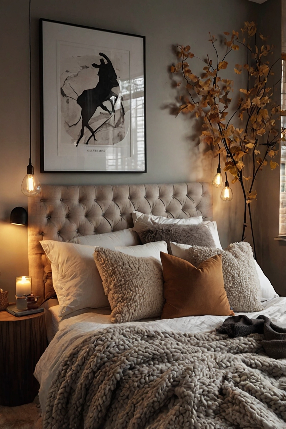 Cozy bedding, Designer furniture, Luxury linens, Stylish decor, Modern lighting