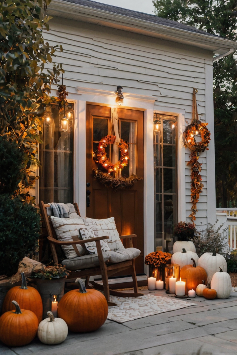 Cozy Fall porch decor, Fall porch design, Outdoor fall decor, Autumn porch decorations, Cozy front porch