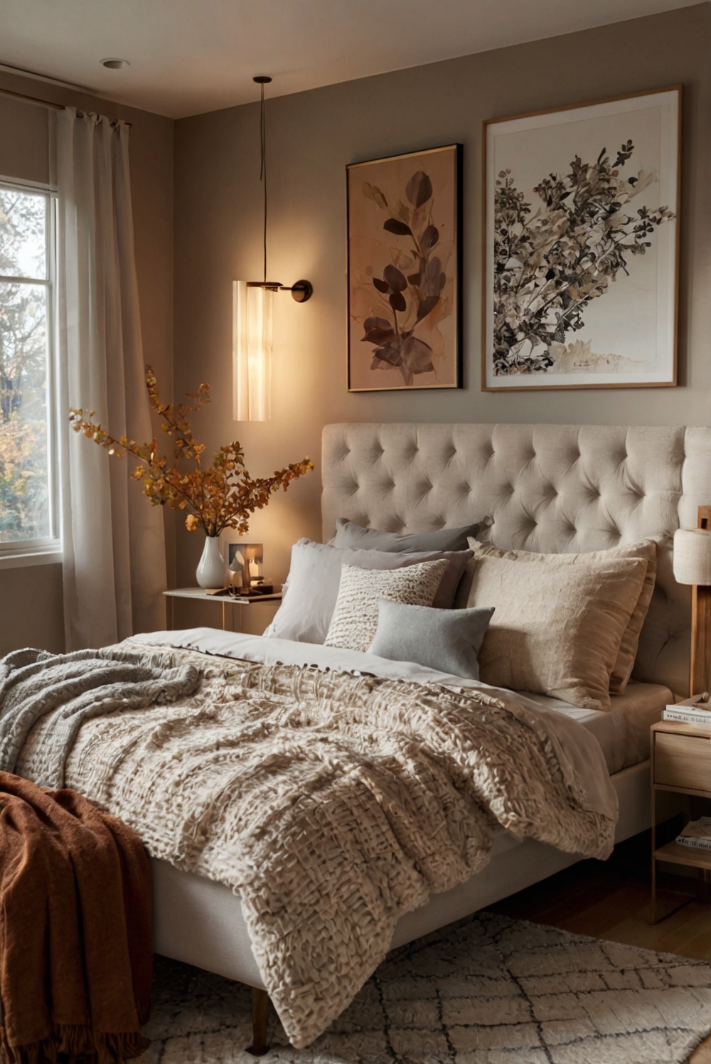 bedroom makeover, fall decor, home renovation, interior design, cozy ambiance