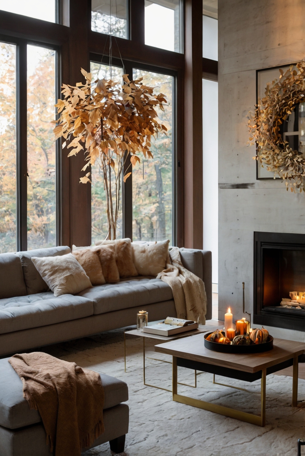 Fall living room decor, Fall home decor, Cozy living room, Rustic chic decor, Autumn home design