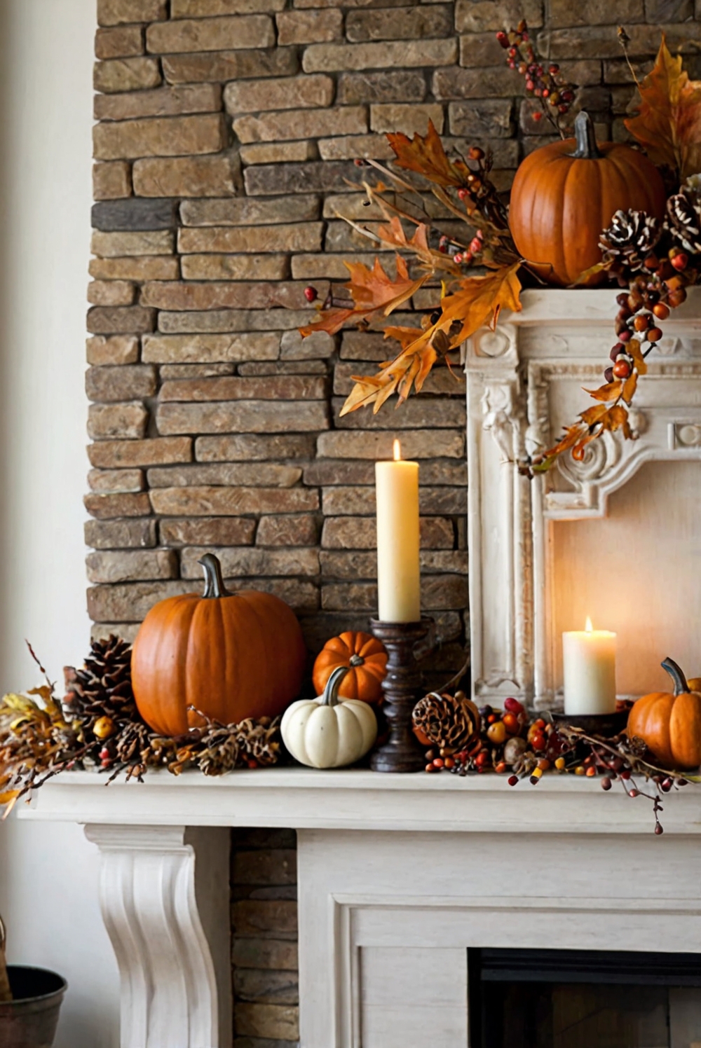 Fall mantle decor, fall home decor, mantle decorating ideas, fall fireplace decor, seasonal mantle decorations