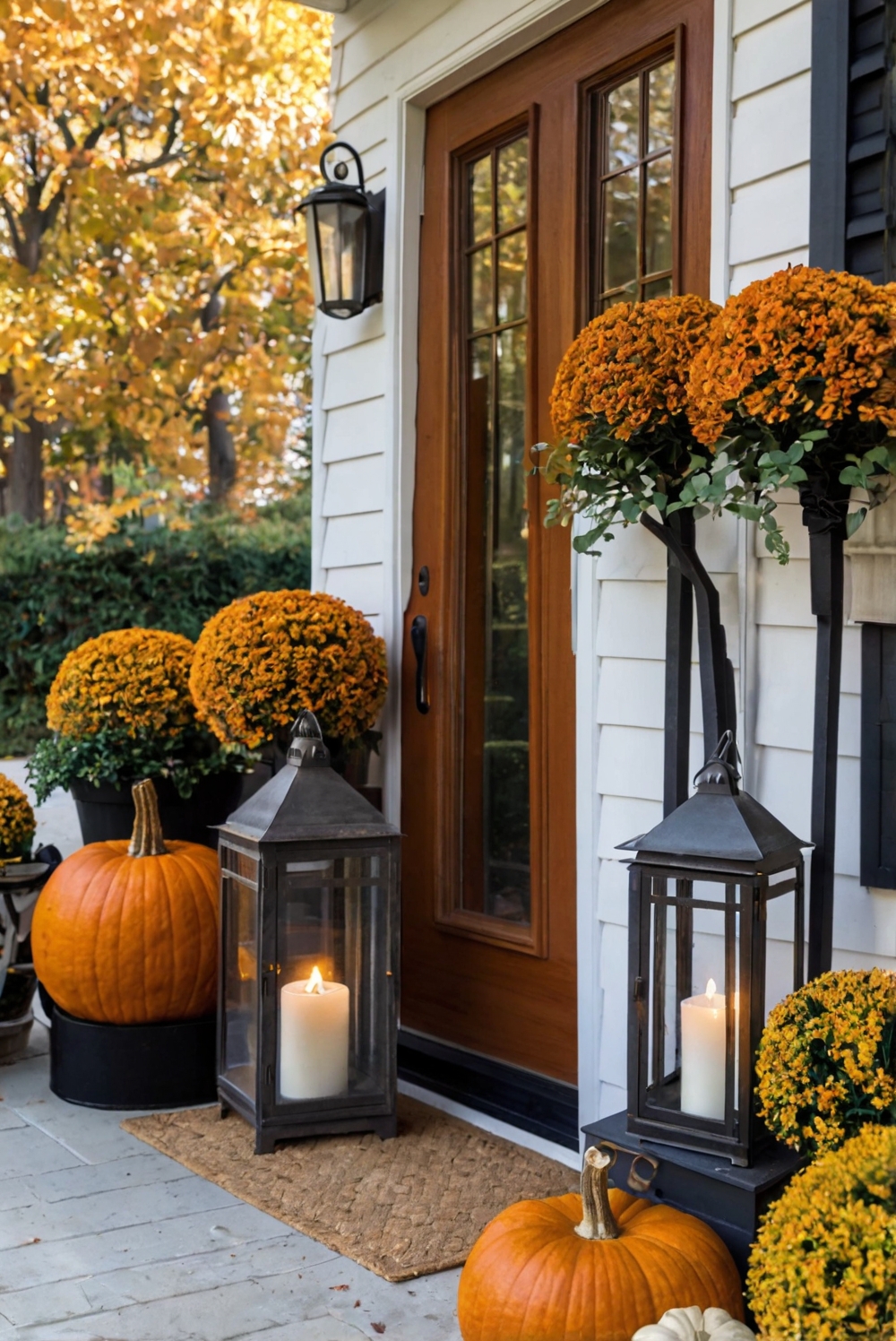 Fall porch decor, Outdoor fall decorations, Autumn wreaths, Harvest porch decor, Fall front porch ideas