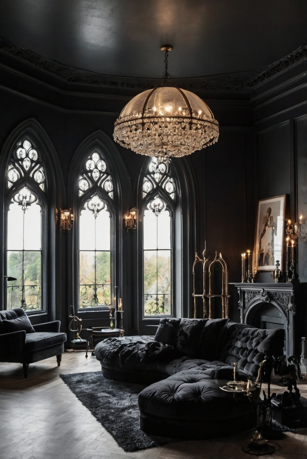 Gothic home decor, Dark living room ideas, Gothic furniture, Gothic interior design, Dramatic home accents