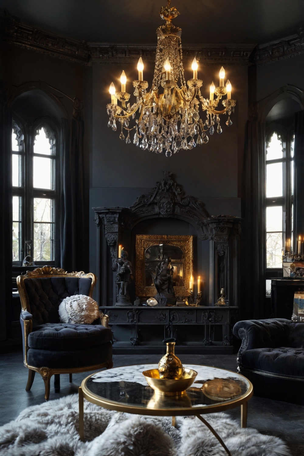 Gothic furniture, Gothic home decor, Gothic living room, Gothic interior design, Gothic style