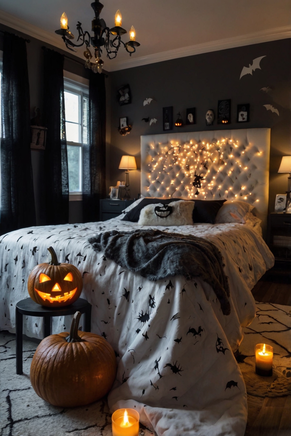 Halloween bedroom decor, spooky bedroom ideas, haunted bedroom theme, gothic bedroom design, Halloween-inspired bedroom