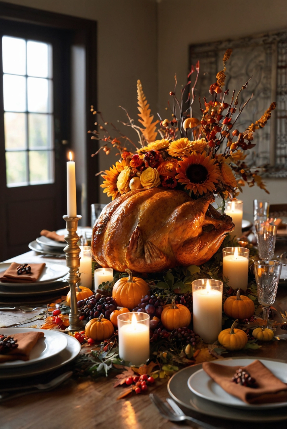 Thanksgiving room decor ideas, Holiday room decoration, Festive home decor, Thanksgiving table centerpiece, Seasonal room ambiance