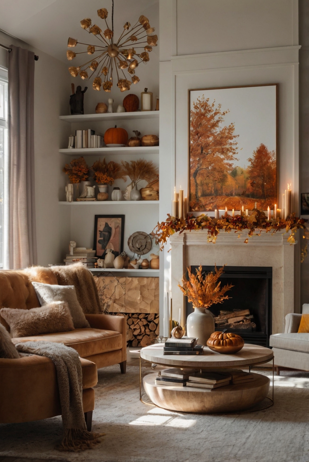 Fall decor living room, Seasonal makeover ideas, Home decoration inspiration, Autumn living room design, Cozy fall home decor