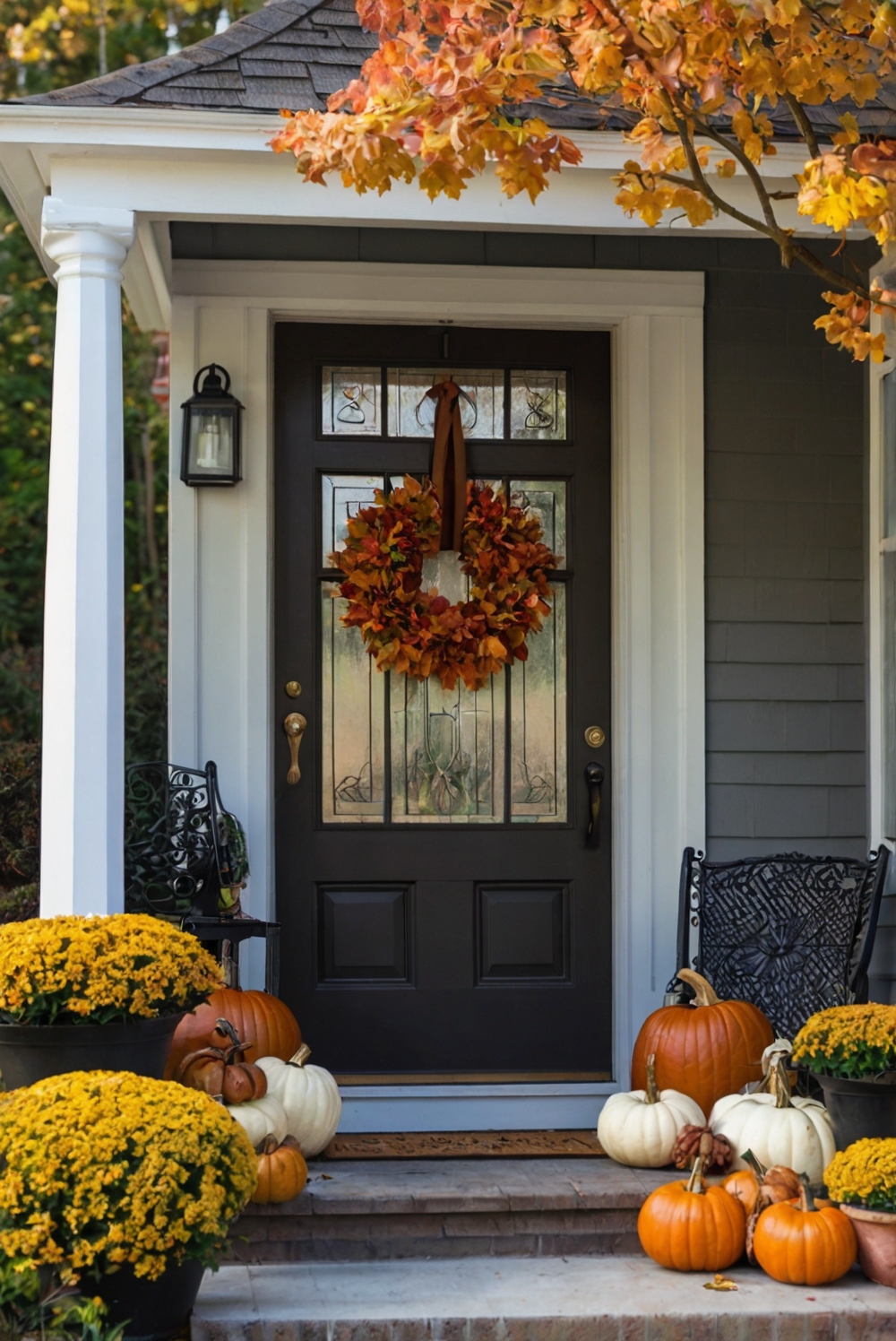 Fall porch decor, Autumn outdoor decorations, Front porch makeover, Seasonal porch ideas, Outdoor fall decorating