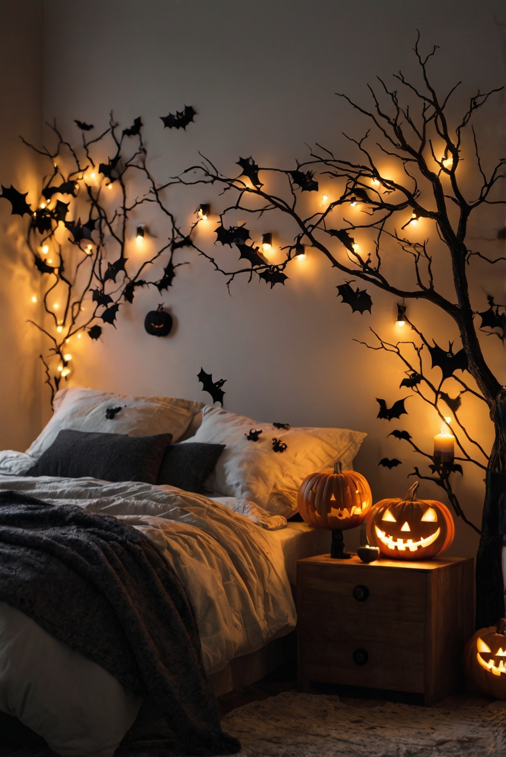 Halloween bedroom decor, spooky bedroom ideas, Halloween themed bedroom, bedroom Halloween decorations, Halloween bedroom makeover