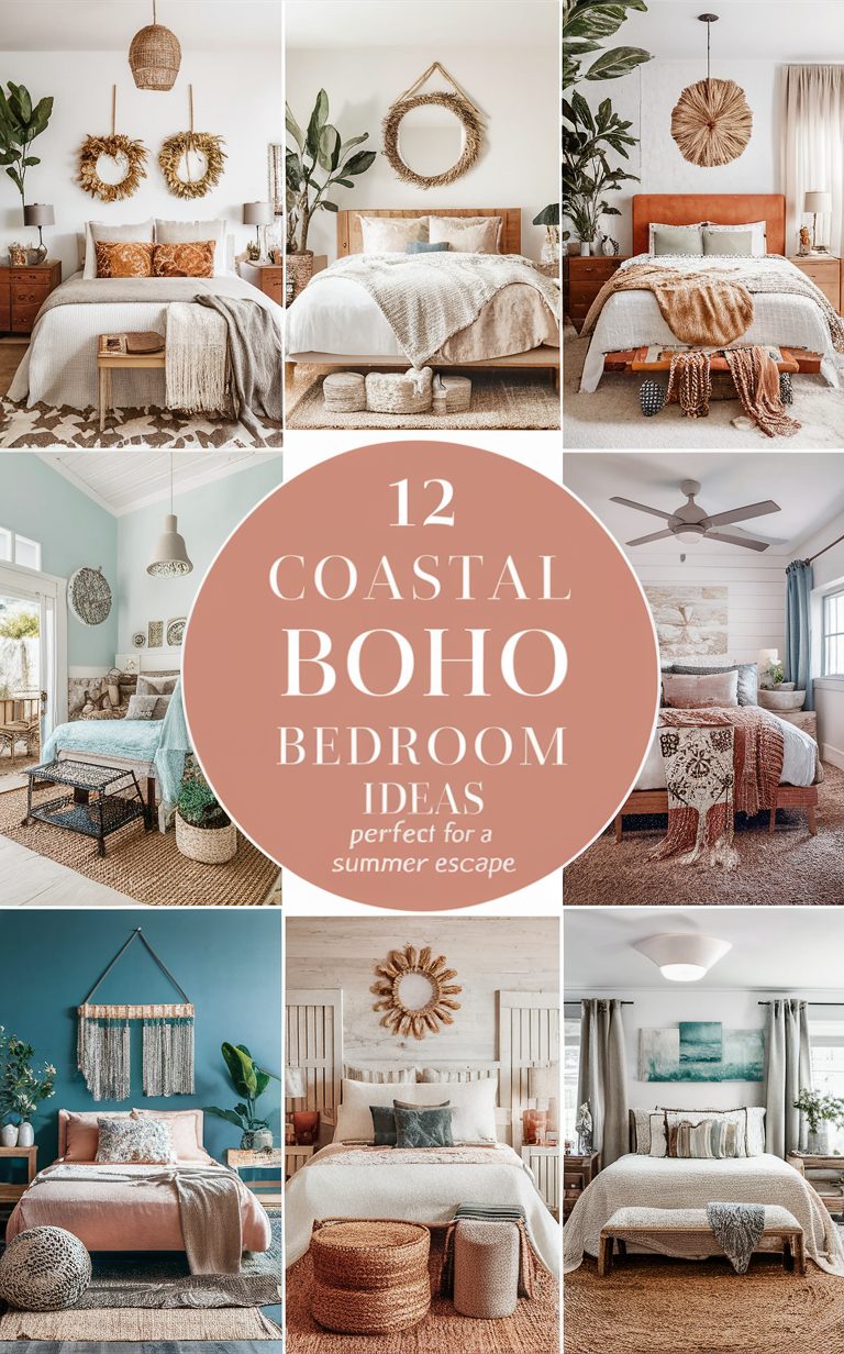 coastal bedroom decor, boho chic, trendy bedroom ideas, budget-friendly redecorating, coastal boho style