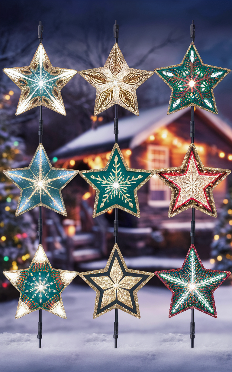 Star-shaped Christmas lights, Twinkle star Christmas lights, LED star lights, Outdoor star string lights, Holiday star lights