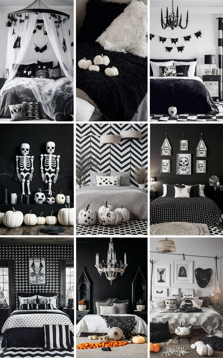 Halloween bedroom decor, Spooky bedroom ideas, Scary bedroom design, Gothic bedroom inspiration, Creepy bedroom themes