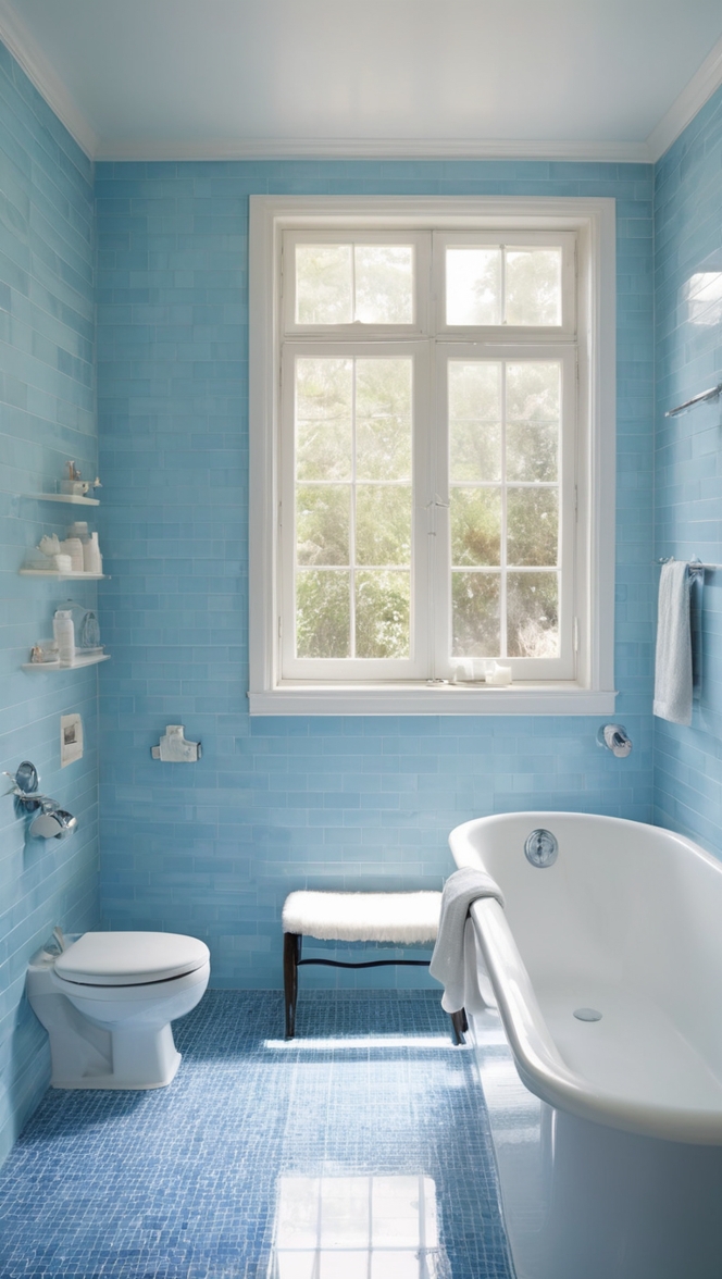 blue bathroom tiles, blue tile shower, blue tile flooring, blue ceramic tiles, blue glass tiles