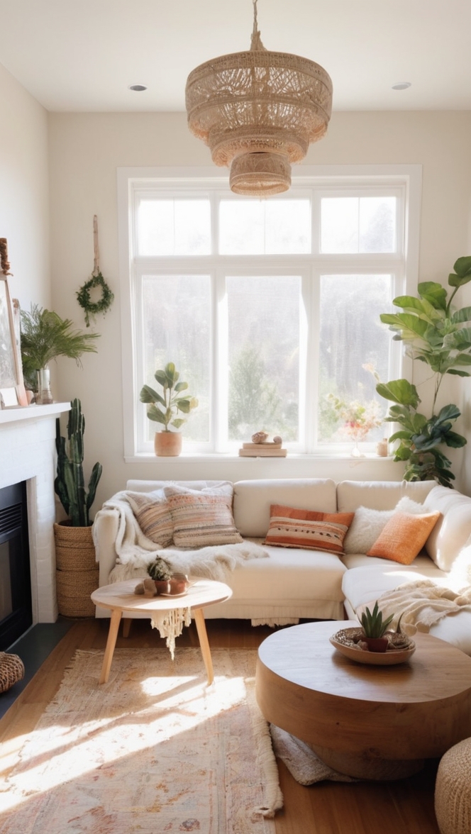 boho chic decor, modern boho style, minimalist boho furniture, boho living room inspiration, boho interior design