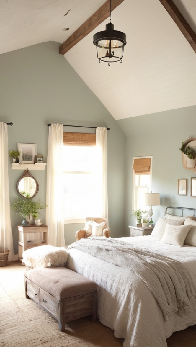 How can I create a cozy farmhouse bedroom? ?