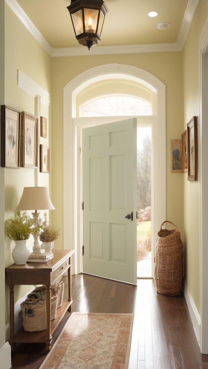 cozy home decor, welcoming entryway design, inviting foyer ideas, warm hallway decorations, comfortable living room entry