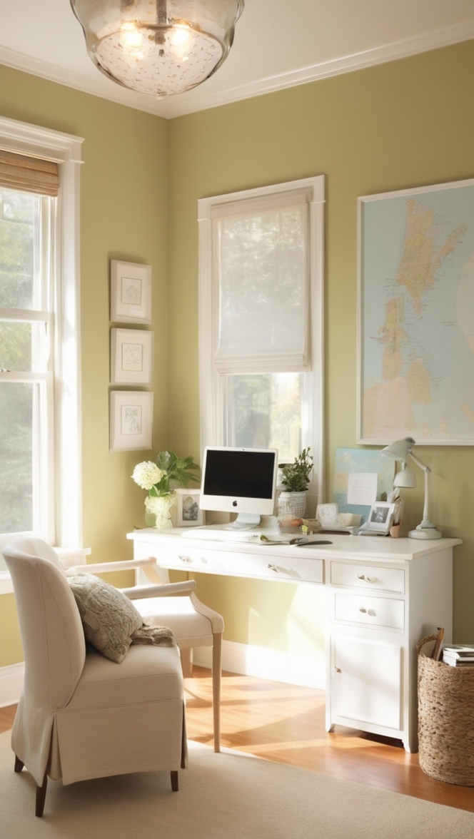 cozy home office setup, home office ideas, home office design, work from home space, productive workspace