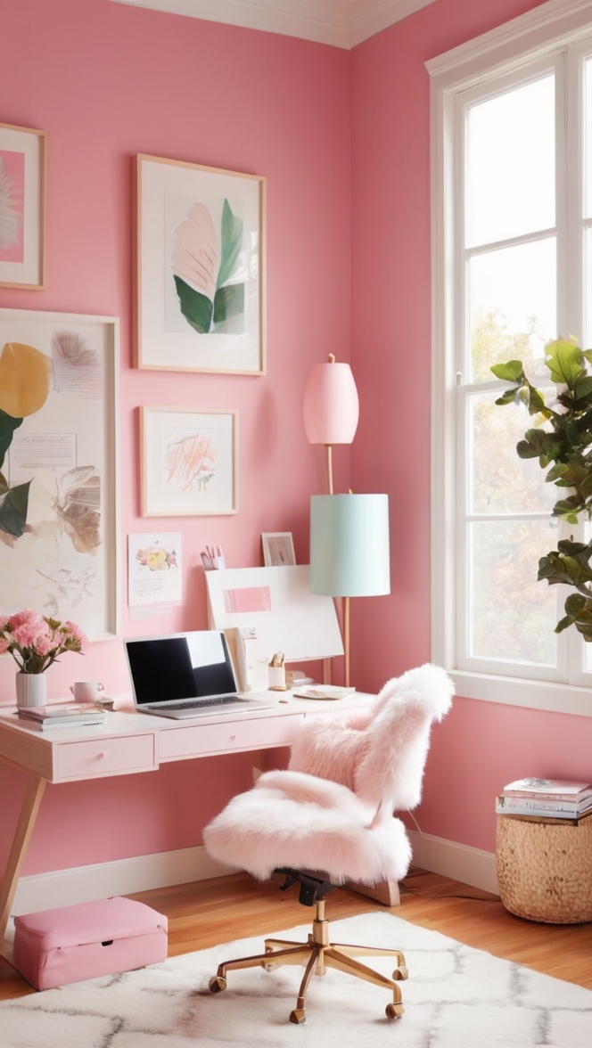 cozy office decor, stylish home office, work from home space, home office organization, chic home office