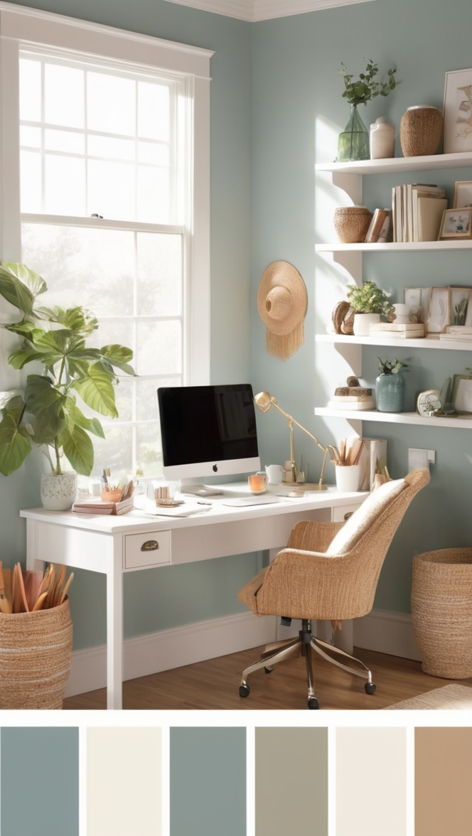 cozy home office decor, modern home office furniture, stylish home office setup, minimalist home office design, comfortable home office chair