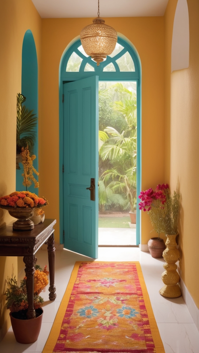 Diwali home entrance decorations, Diwali doorway decor, Diwali rangoli designs, Diwali toran decoration, Diwali entrance lighting