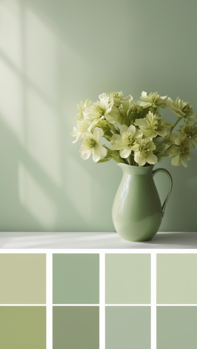 Green interior design, Green living room, Green home decor, Green paint colors, Green bedroom décor