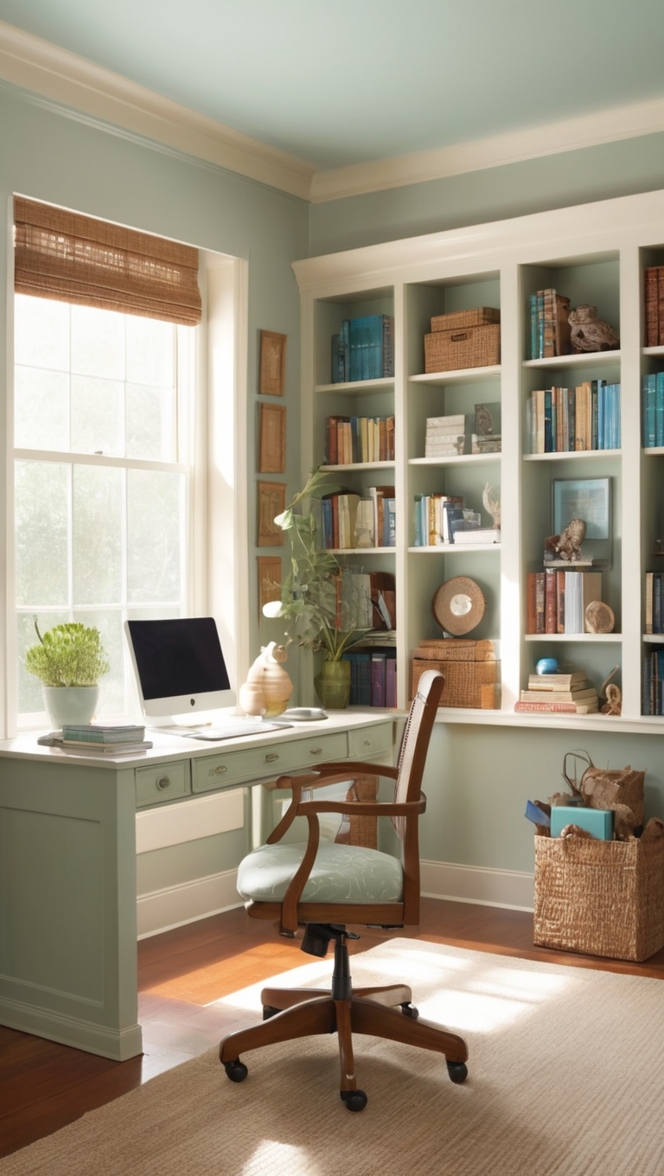 home office design, modern home office, library room decor, cozy workspace, minimalist office.CurrentCulture
